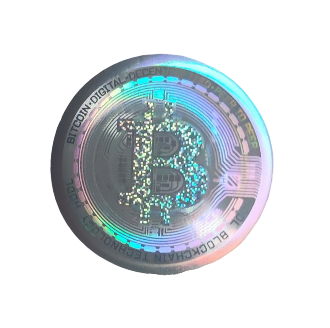 Bitcoin BTC Hologramm-Aufkleber 20 mm silber oder gold