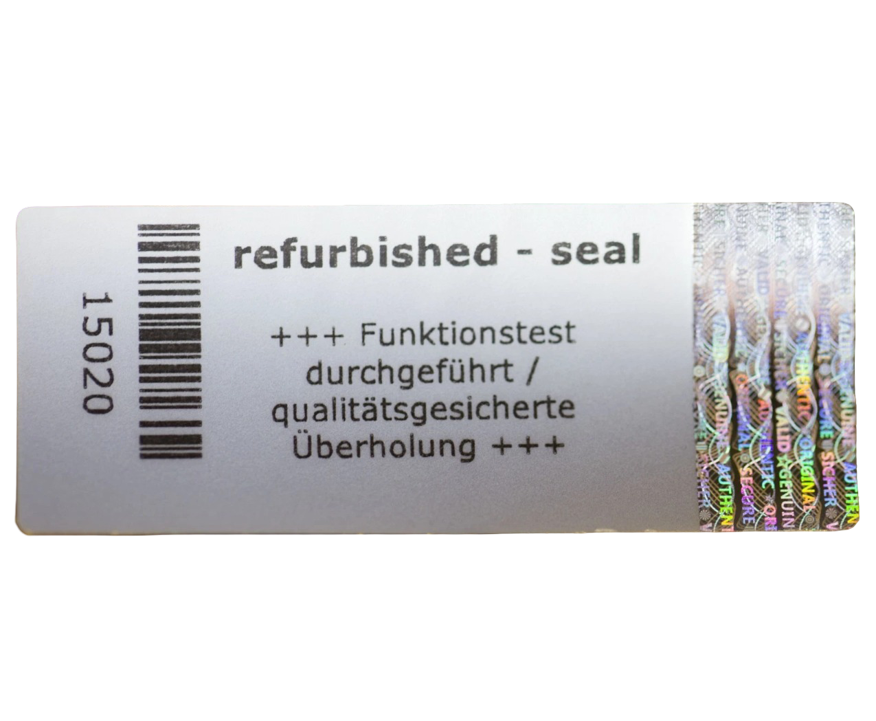 "refurbished - seal" 3D Hologramm Garantiesiegel 5 x 2 cm