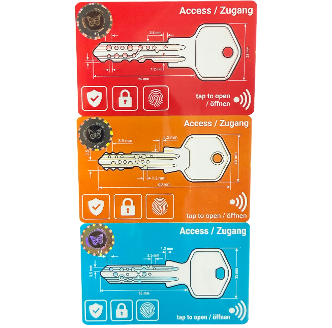 3 x RFID Schlüsselkarte Designs zur Auswal 13,56MHz FM1108 MIFARE kompatibel