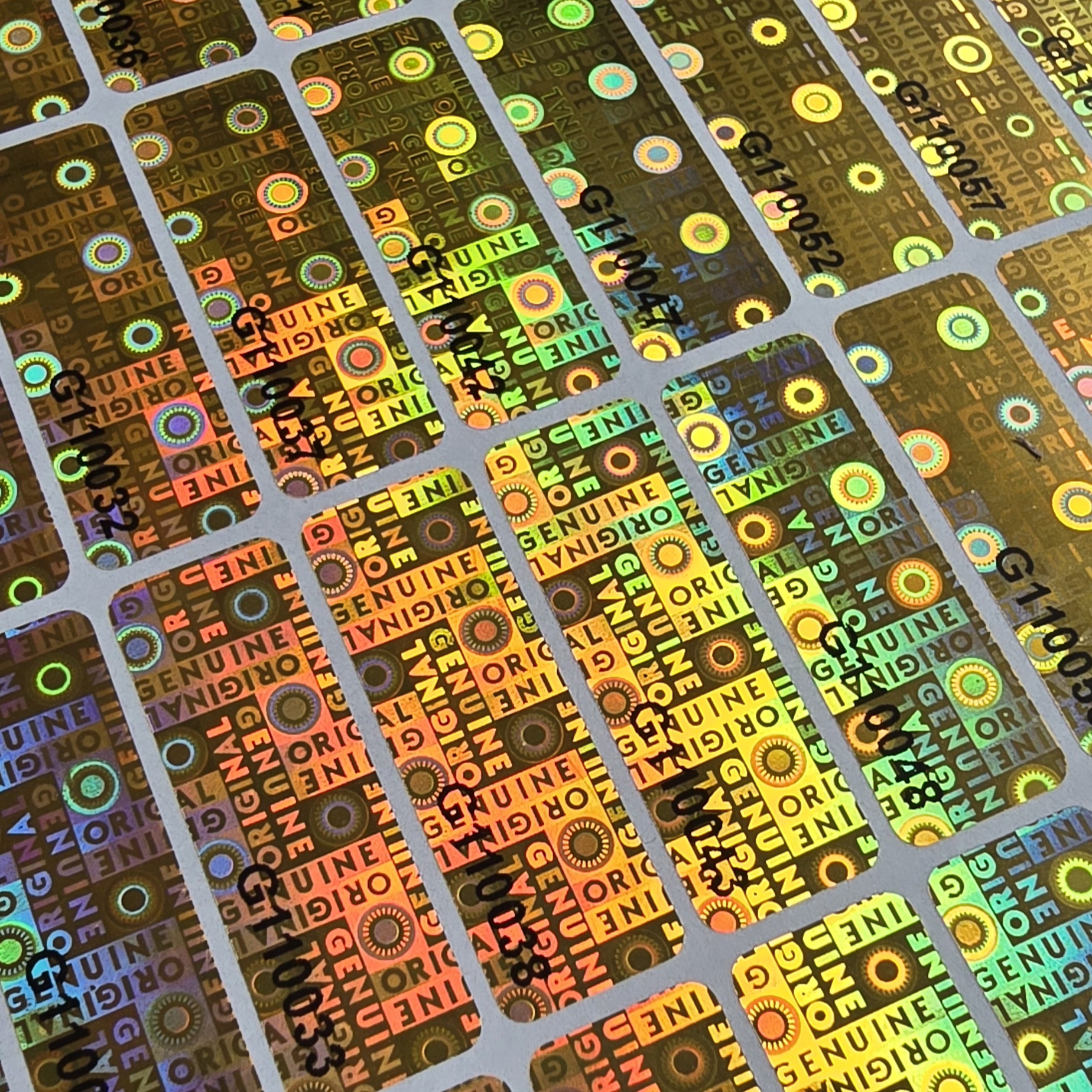 "Genuine" 3D Hologramm Garantiesiegel 10x30mm Sticker mit lfd Nummer