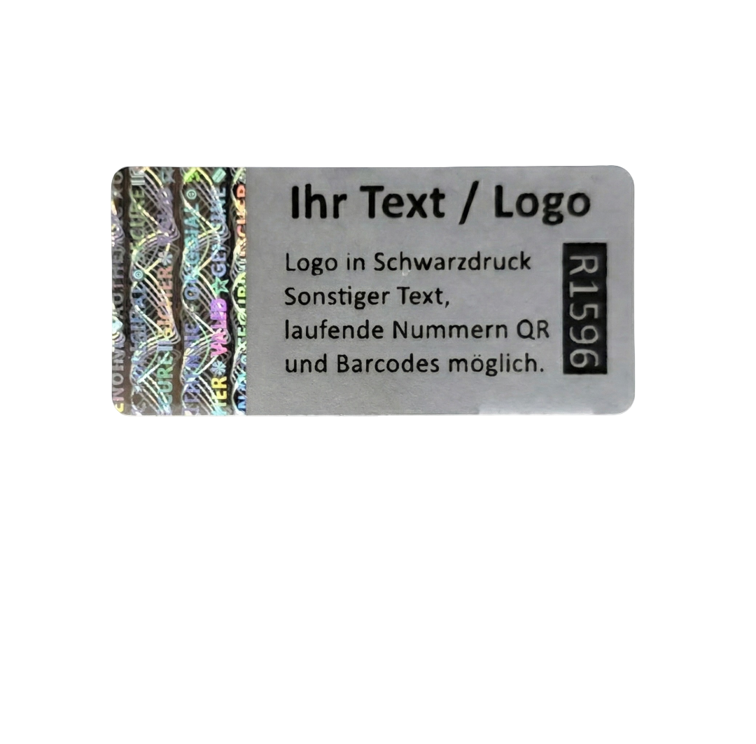 teil personalisiert - 3D Hologramm Siegel 25x12 mm mit eigenem Logo und Text