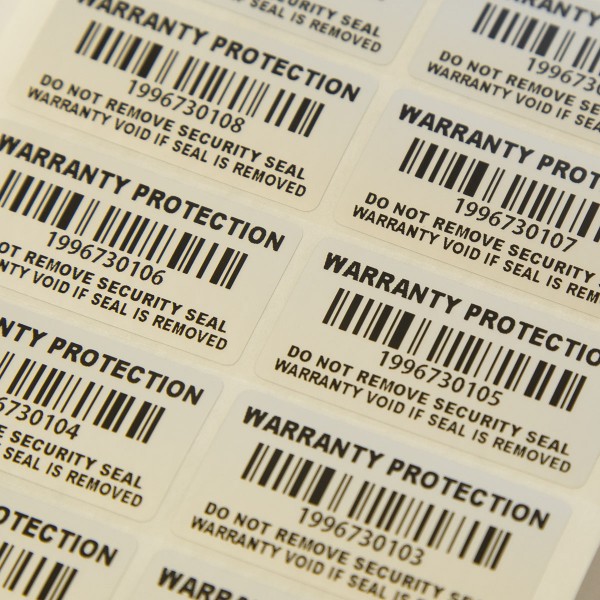 Garantiesiegel Warranty Seal 40x20 mm mit Barcode