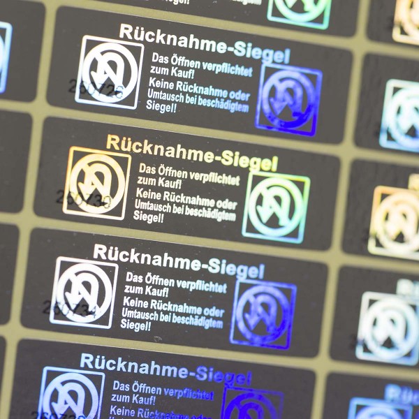 Rücknahmesiegel 3D Hologramm Garantiesiegel mit lfd. Nummer Silber
