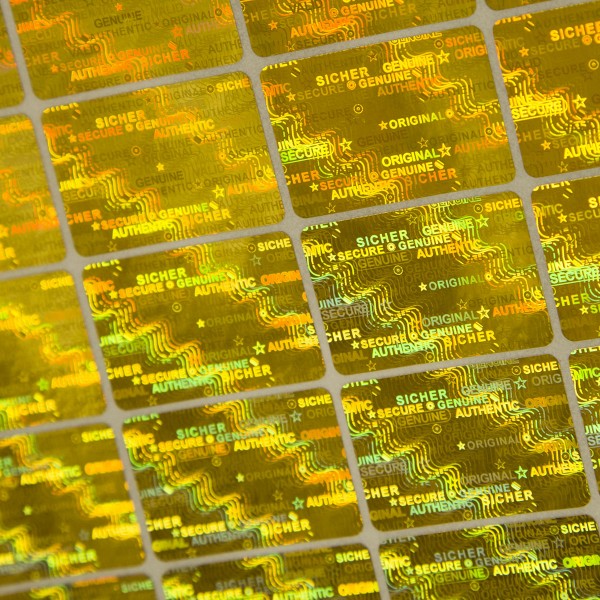 "Sicher" 3D Hologramm Sicherheitssiegel 30x20 mm Gold