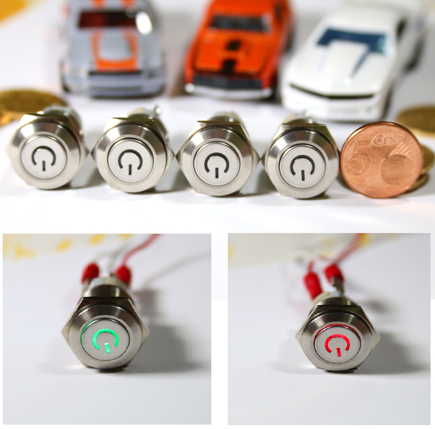 Einbauschalter rastend Schalter 16 mm max 250V / 3A LED 2 farbig rot und grün eBay